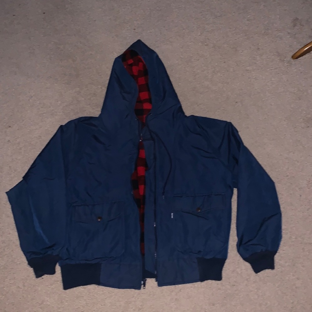 Fully wool lined pretty heavy but not too heavy Levi’s bomber jacket XL